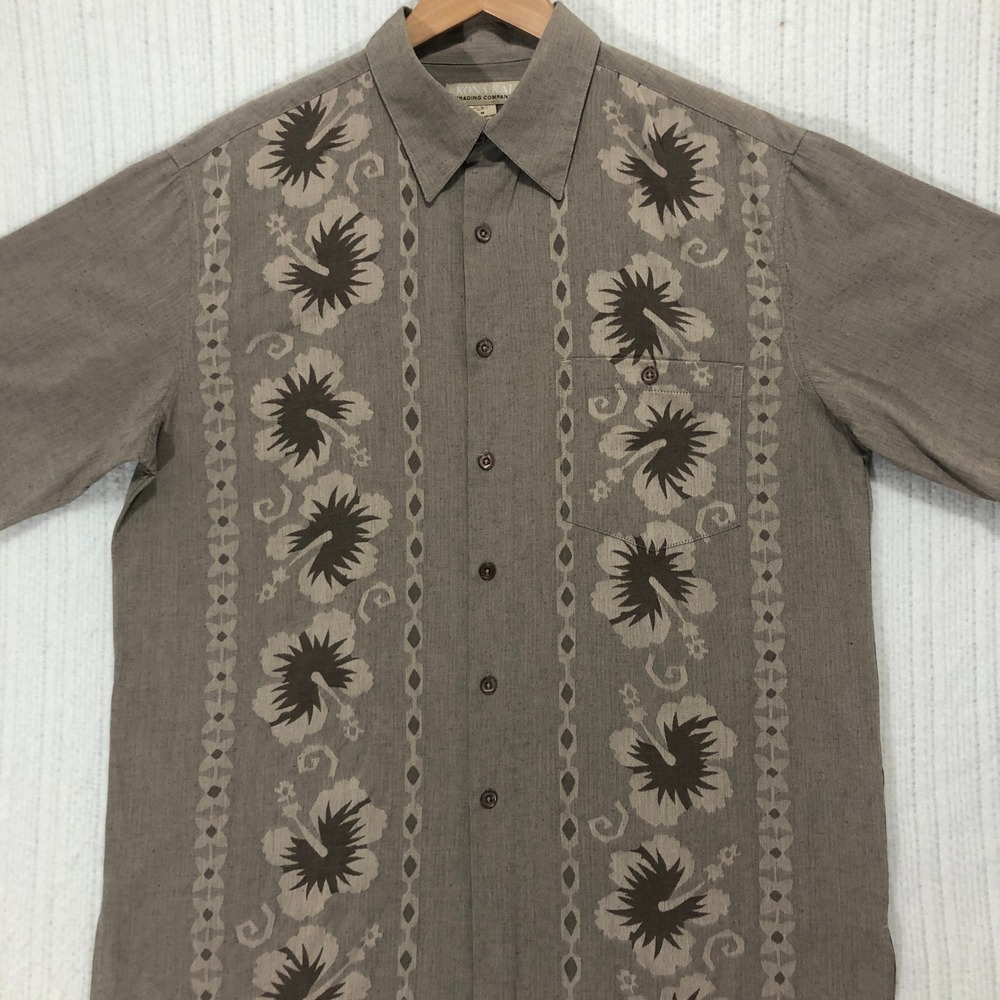 Kona‎ Kai Trading Company Silk Cotton Blend Hawaiian Shirt Floral Print Size M